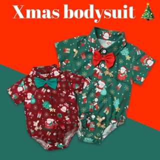 Xmas bodysuit บอดี้สูทเสื้อเชิ้ต ลายซานต้ารับเทศกาล เสื้อเด็กคริสต์มาส