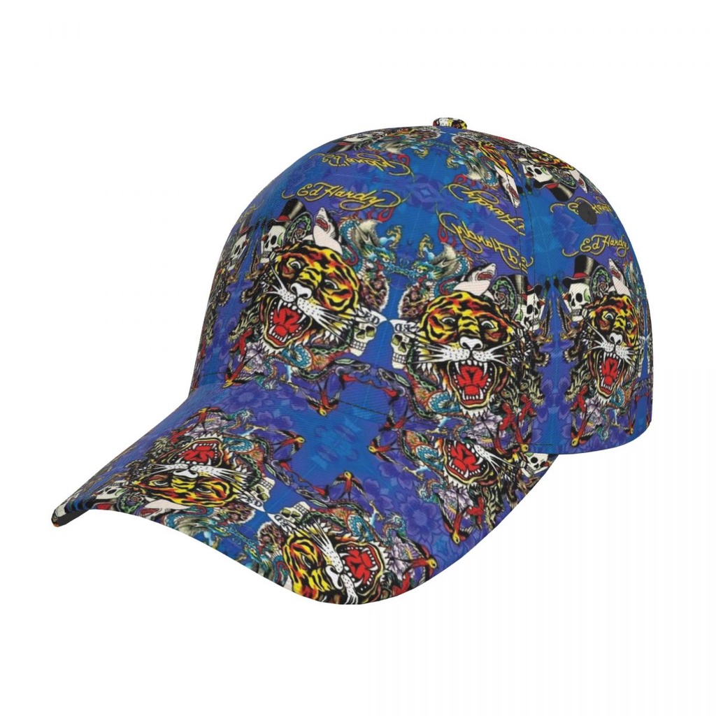 Ed Hardy (6) แฟชั่นโค้ง Brim เบสบอลหมวก Casual Street Dance หมวก All-Match หมวกกันแดด Unisex Full-Fr
