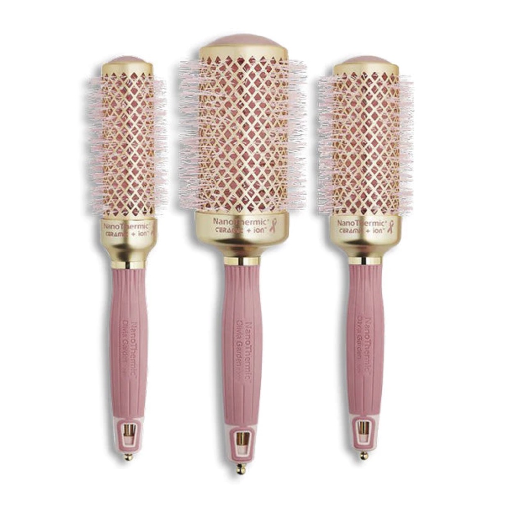 แท้ 💯 Olivia Garden Nano-Thermic 54- Pink &amp; Gold Edition Round Brush หวีม้วนผม หวีไดร์ผม หวีแปรงกลม