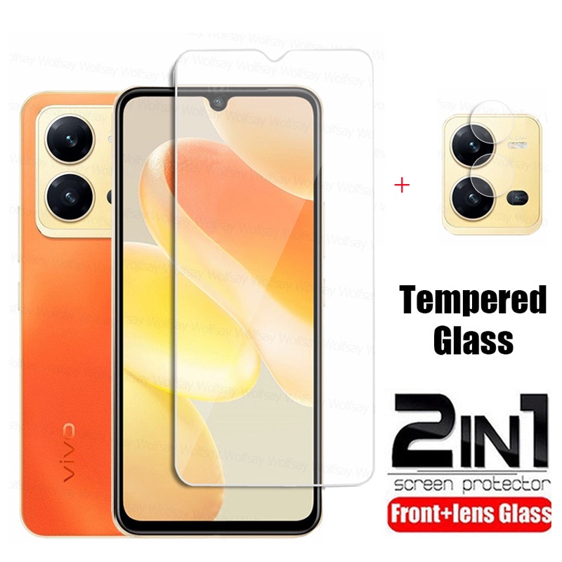 2in1 ฟิล์มกระจกนิรภัยกันรอยหน้าจอ แบบเต็มจอ สําหรับ VIVO V25 V25E Y35 2022 5G VIVO V25 E VIVOY35