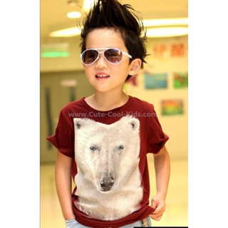 TSB-314 เสื้อยืดเด็กผู้ชาย ลาย Fox สีไวน์แดง tsb-SIZE-100/7