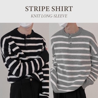 STRIPE KNIT SHIRT เสื้อไหมพรมแขนยาวลายทาง