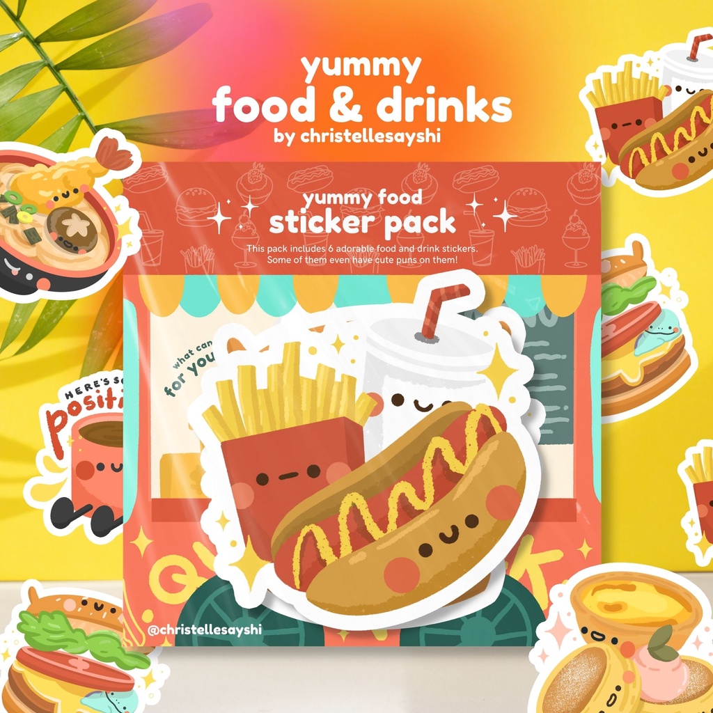 Yummy Food & Drinks Sticker Pack - สติ๊กเกอร์ 6 ชิ้น โดย Christellesayshi