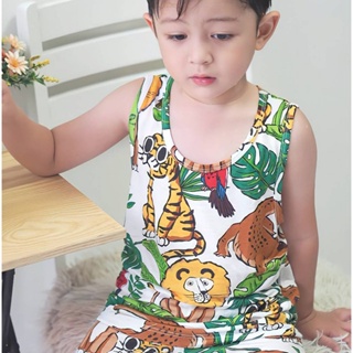 Unifriend Thailand เสื้อกล้ามเด็ก และกางเกงขาสั้น (เซท) รุ่น 22ss/Bamboo Sleeveless-Color jungle chestnut