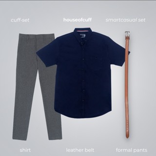 Smartcasual Set 22: เสื้อเชิ้ตทางการ ตัวสั้น เข้ารูป กางเกงทางการ เข็มขัด