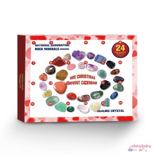 Mineral Blind Box New Christmas Advent Calendar Children Gift 24 Grid Rock Gem Crystal Toy Ore Boxes [O/26]