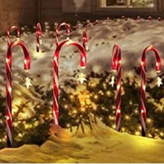 [Lzdjfmy2] Candy Cane Lights Decor Ground Insert Christmas Solar LED for Driveway