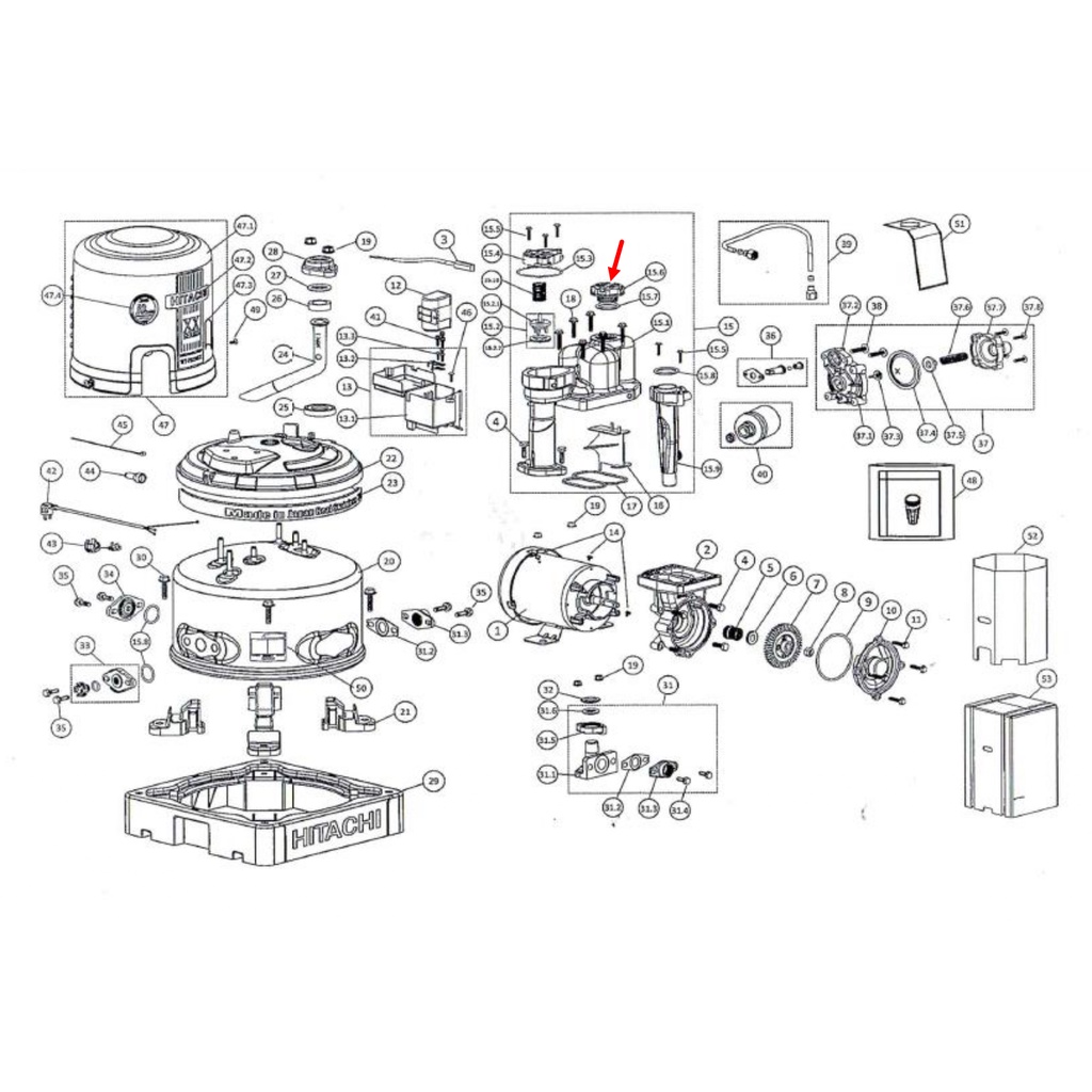 #B25 ฝาจุกถ่ายน้ำ ปั้มน้ำ ฮิตาชิ Pn.3P2Q539701 (แท้) - รูปที่ 4