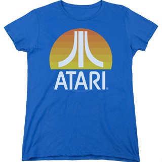 Womens Sunrise Atari Logo Shirt เสื้อยืดสวยๆ เสื้อยืด cotton เสื้อยืดเข้ารูป