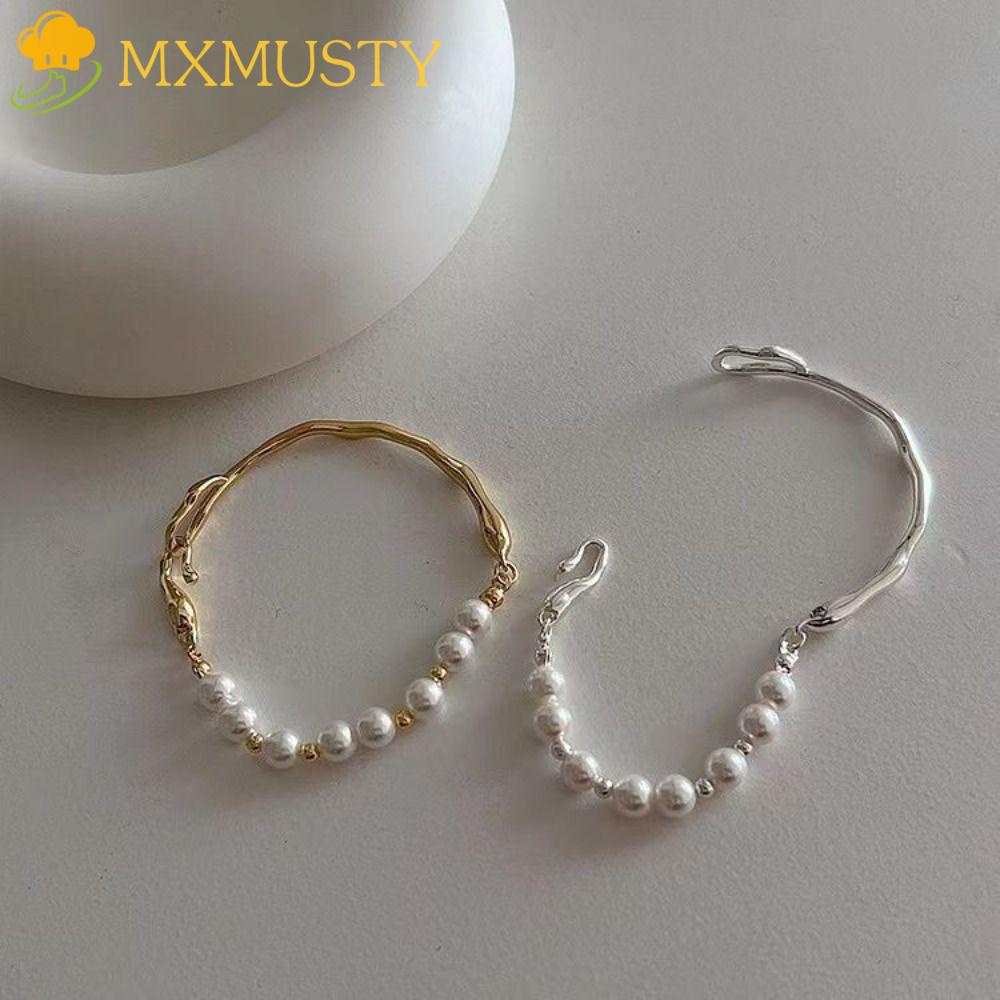 Mxmust ผู้หญิงสร้อยข้อมือสาวไม่สม่ําเสมอโลหะเหลวที่ไม่ซ้ํากันบาร็อคที่เรียบง่ายประณีตสไตล์เกาหลีเครื่องประดับ