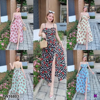 👗Pfashion [ส่งไว!!🚛] P16803 แม็กซี่เดรส สายเดี่ยวไหข้หลัง ลายดอก..Maxi dress, single strap, back, floral patte