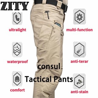 🔥พร้อมส่ง&amp;COD🔥ZITY ยุทธวิธี overalls ผู้ชาย SWAT กองทัพกันน้ำกางเกง multi-pocket IX7