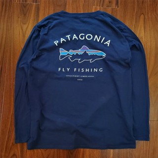 Patagonia เสื้อยืดแขนยาว ทรงหลวม เรียบง่าย แฟชั่นสําหรับผู้ชาย และผู้หญิง