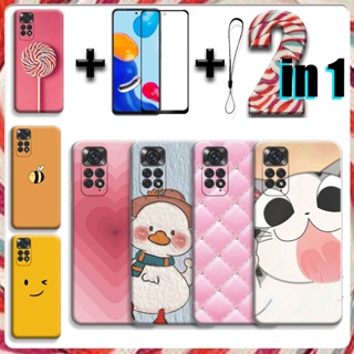 2 IN 1 เคสเซรามิค ป้องกันหน้าจอ พร้อมกระจกนิรภัย สําหรับ Redmi Note 11 Redmi Note 11S