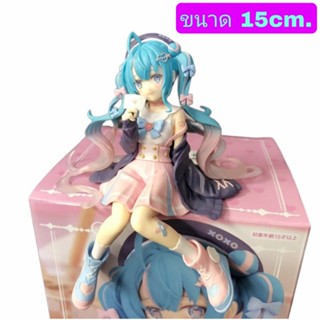 โมเดลฟิกเกอร์ Hatsune Miku มิกุ จดหมายรัก ท่านั่ง ขนาด15cm.มีกล่อง