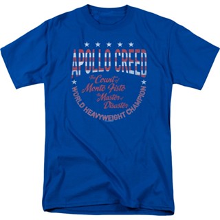 Apollo Creed World Heavyweight Champion Rocky T-Shirt เสื้อเชิ้ตชาย เสื้อทหาร เสื้อยืดชาย เสื้อยืดวินเทจ