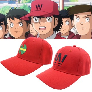 หมวกเบสบอล ปักลายโลโก้อนิเมะ Captain Tsubasa Team Wakabayashi Genzo สีแดง สําหรับทุกเพศ ทุกวัย