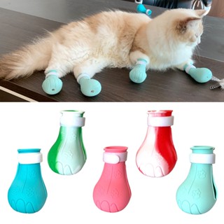 4PCS Cat Foot Cover Anti-Scratch Cat Claw ถุงมือ รองเท้าแมว Foot Cover ซิลิโคน Bathing Mittens Care