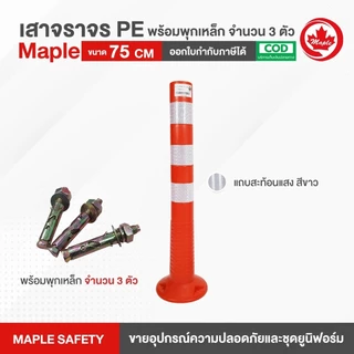 เสาจราจร 75 ซม. ขาว/เหลือง พร้อมพุกเหล็กจำนวน 3 ตัว