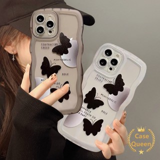 เคสโทรศัพท์มือถือ ขอบหยัก ลายผีเสื้อ สีดํา สําหรับ Oppo A17 A57 2022 A96 A76 A55 A16 A74 A54 A95 A77s A16K A15 A1k A5 A9 2020 A3s A72 A12E A17K A35 A12 A7 A16s A5s A52 Reno 8 7 6 A53 A15s เคส