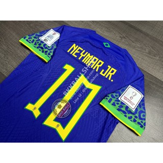 [Player] - เสื้อฟุตบอล ทีมชาติ Brazil Away บราซิล เยือน เกรดนักเตะ พร้อม 10 NEYMAR JR 19 ANTHONY อาร์มฟุตบอลโลกปี 2022