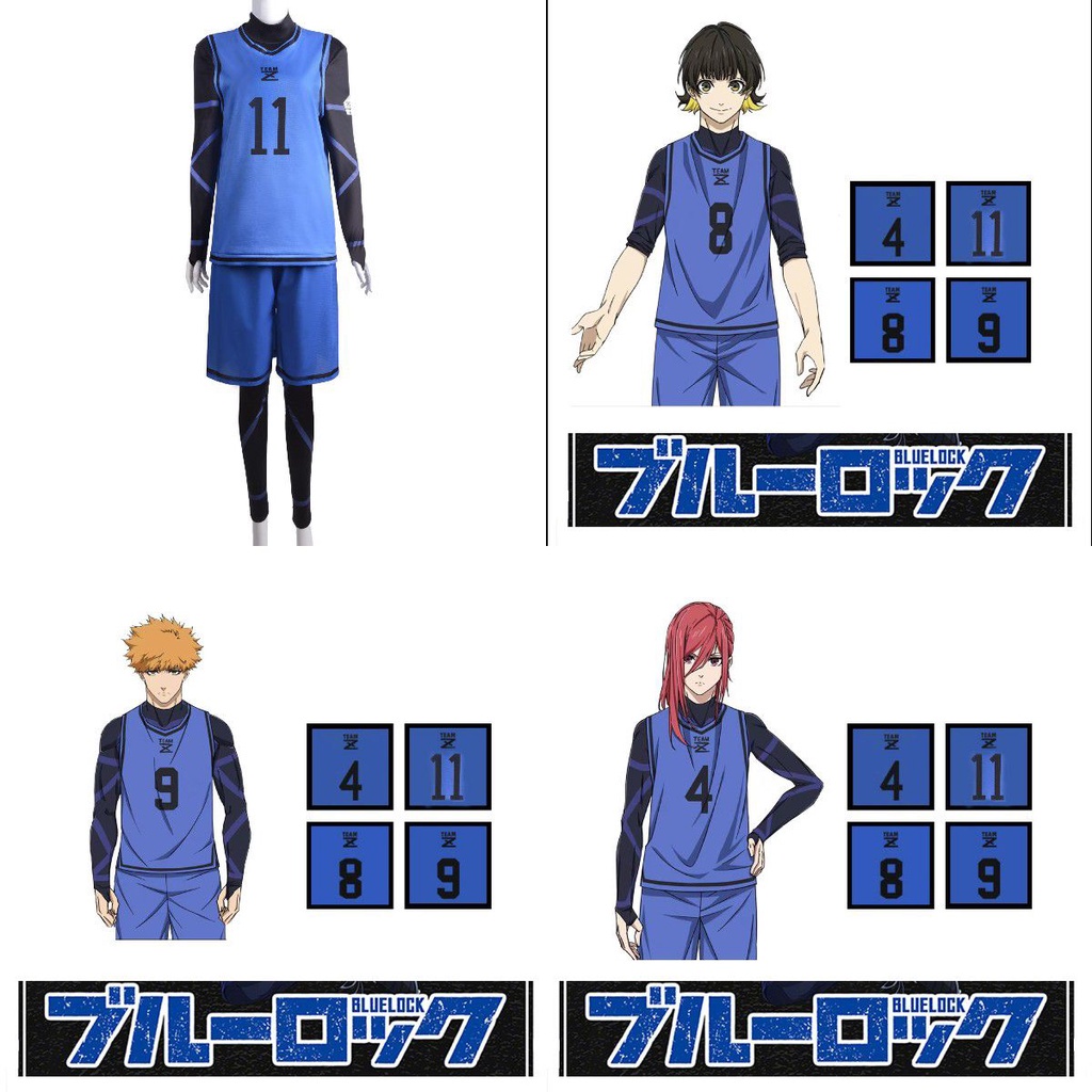 Adults Blue Lock Jersey Football Club Sportswear Suit Anime Isagi Yoichi Cosplay Costume Wig Hyoma Chigiri Meguru Bachira Jumpsuits Vest Shorts