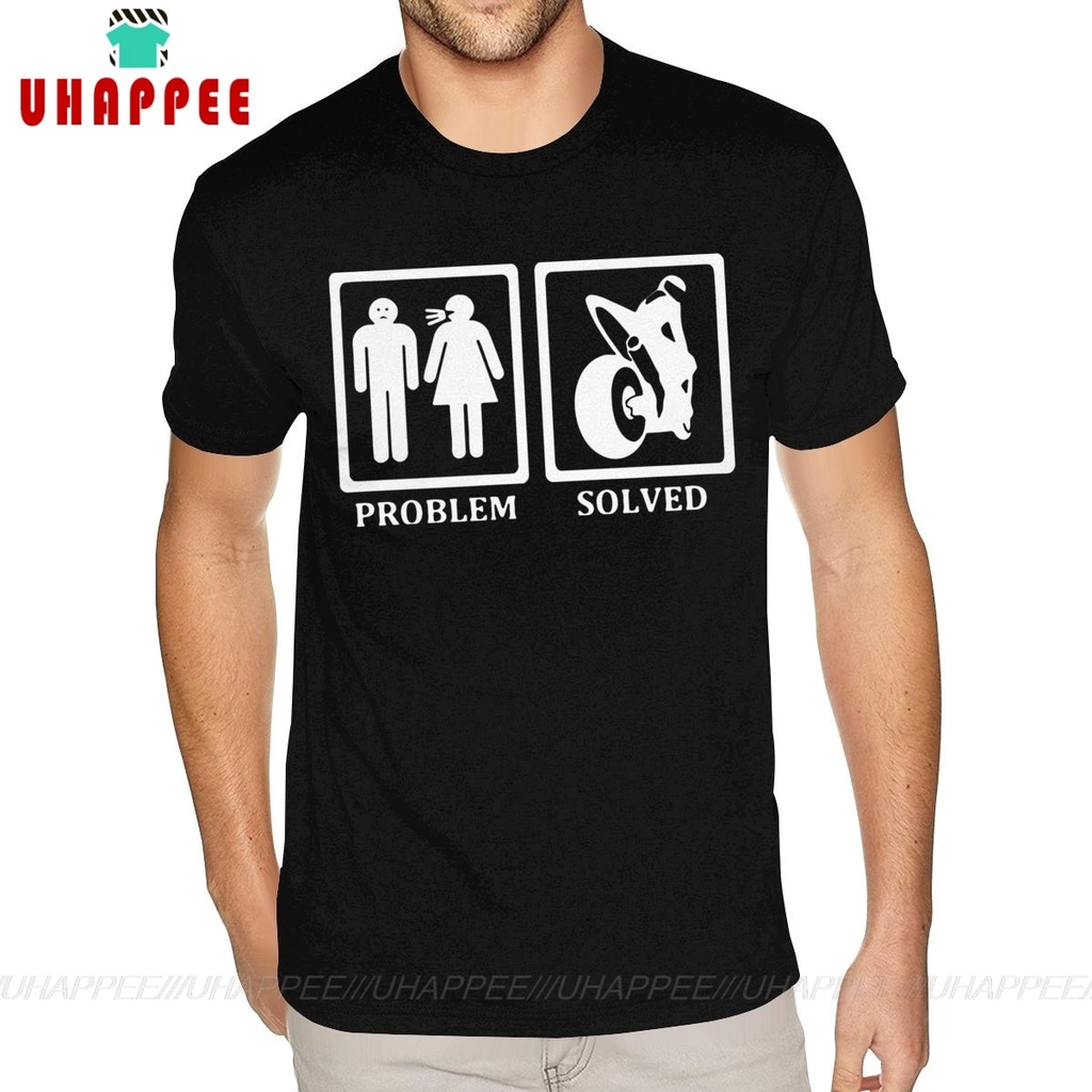 Biker Motorcyle Problem Solved Funny T Shirts Men Irish T Shirts