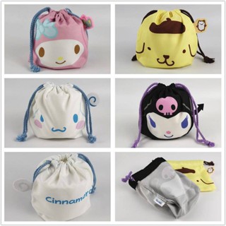 Sanrio Melody Pochacco Kuromi Hangyodon Cinnamoroll กระเป๋าเครื่องสําอาง ผ้าฝ้าย สไตล์ญี่ปุ่น 536343