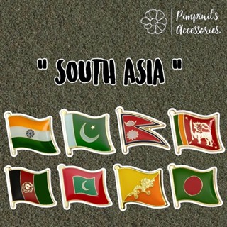 ʕ •ᴥ•ʔ ✿ พร้อมส่ง : เข็มกลัดธงชาติประเทศในทวีปเอเชียใต้ | Flag of Countries in South Asia Enamel Brooch Pin.