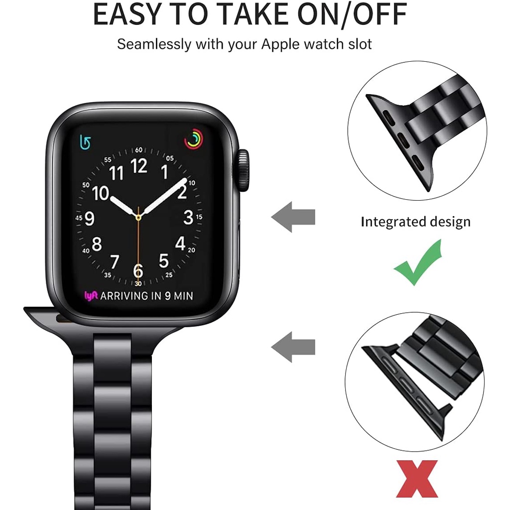สายนาฬิกาข้อมือ สเตนเลส แบบบาง หรูหรา สําหรับ Apple watch Series 8 7 SE 6 5 4 Ultra 49 มม. 45 มม. 41 มม. 40 มม. 44 มม. 42 มม.