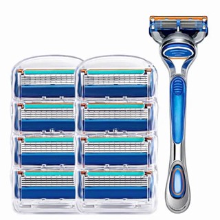 Gillette ยิลเลตต์ มัคทรี+ ใบมีดโกนหนวด สำรอง แพ็ค 2 ชิ้น  TRIMLINE มีดโกน มีดโกนหนวด แบบ 5 ใบมีด พร้อมใบมีดโกน 8 ชุด