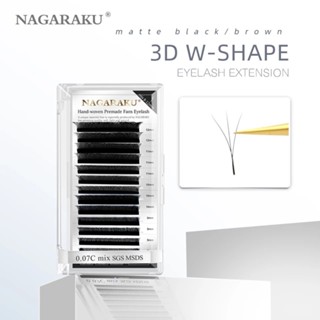 ขนตาปลอม ขนตาต่อขนตา ขนตา 3D W- Shape ขนตา 3D ช่อสำเร็จรูป สำหรับช่างต่อขนตามืออาชีพ Mix 8-12mm C