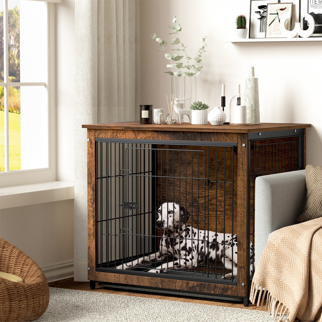 สินค้าอยู่ในไทย พร้อมส่ง กรงหมาขนาดใหญ่ 98x59x76 cm คอกสุนัข Dog Crate Furniture Side End Table Heavy-Duty Dog Cage