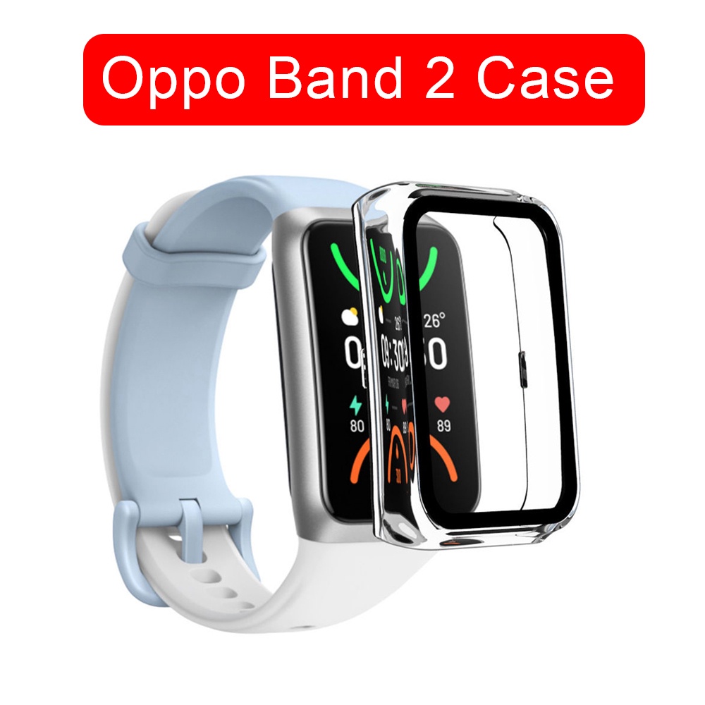 เคสนาฬิกาข้อมือ PC แบบแข็ง กันกระแทก พร้อมฟิล์มกระจกนิรภัย สําหรับ Oppo Band2 Band 2 Smartwatch