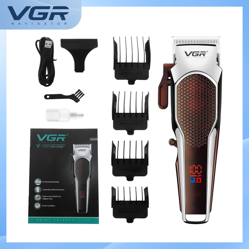 VGR V-118 Professional Hair Clipper Mens เครื่องโกนหนวดไฟฟ้า Trimmer ตัดผมเครื่อง USB ชาร์จตัดผม Clipper