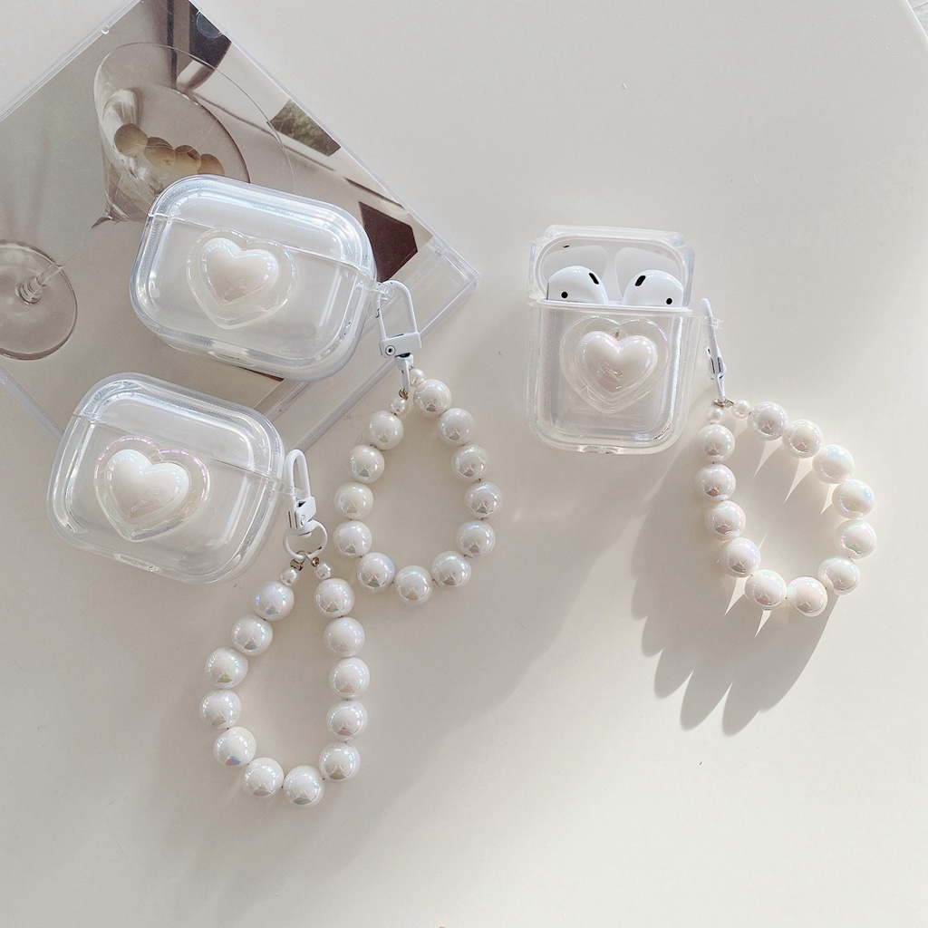 Airpods 4 เคส เลเซอร์รักสําหรับ Airpods pro gen 2 1 2 3 ปกโปร่งใสพร้อมสร้อยข้อมือ