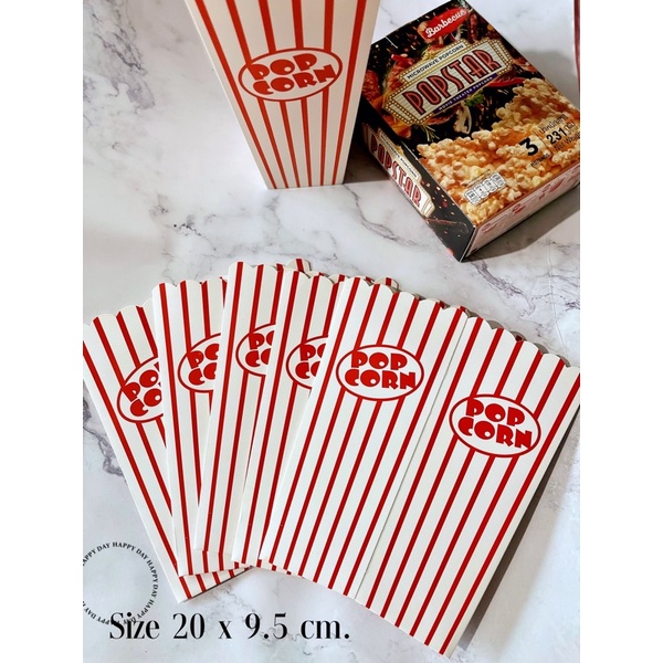 กล่องใส่ป็อปคอร์น สูง 20.5 cm.//ลายpopcornสีขาวแดง - รูปที่ 4