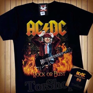 【The North FaceEE】RockYeah &amp; HotRock T Shirt 3D เสื้อวง ACDC สกรีนคมชัดHD (ไซส์ยุโรป) เสื้อยืดดำ เสื้อวินเทจ90 เสื้อทรงเ