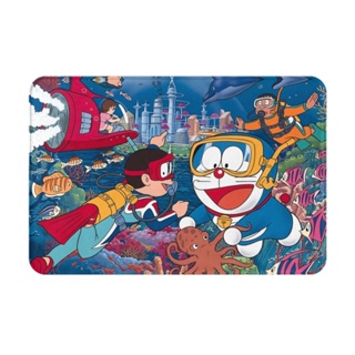 พรมเช็ดเท้า ผ้าสักหลาด กันลื่น ลายโลโก้ Doraemon ขนาด 16x24 นิ้ว แบบแห้งเร็ว สําหรับห้องน้ํา