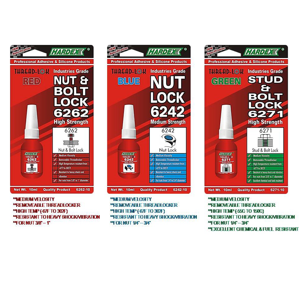 HARDEX THEADLOK THREAD LOCK BOLT AND NUT LOCK 6271/ 6262/ 6242 10ML