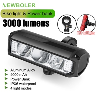 Newboler ชุดไฟฉายอะลูมิเนียม 3000 Lumens IPX6 กันน้ํา ชาร์จ USB อุปกรณ์เสริม สําหรับรถจักรยาน