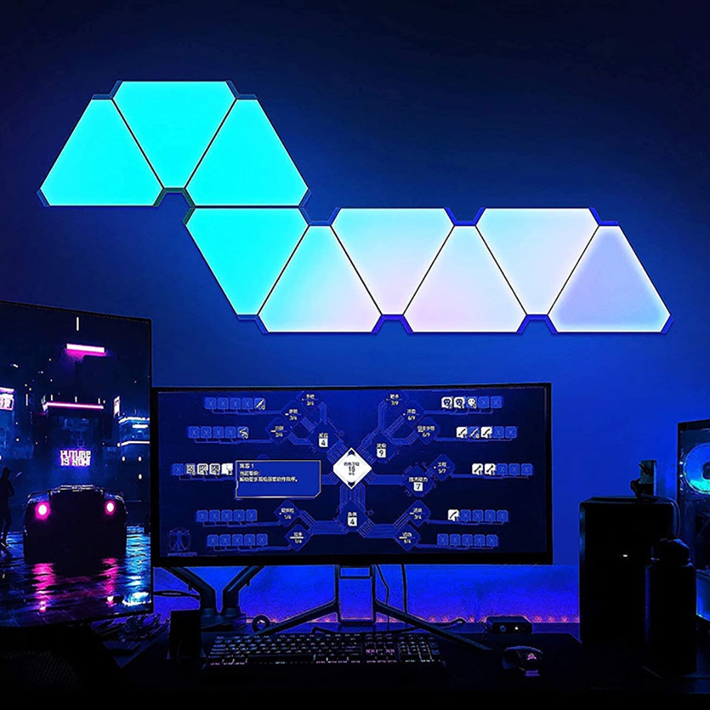 โคมไฟติดผนัง LED บลูทูธ 5V USB ทรงสามเหลี่ยม สไตล์สร้างสรรค์ สําหรับตกแต่งห้องนอนเกม