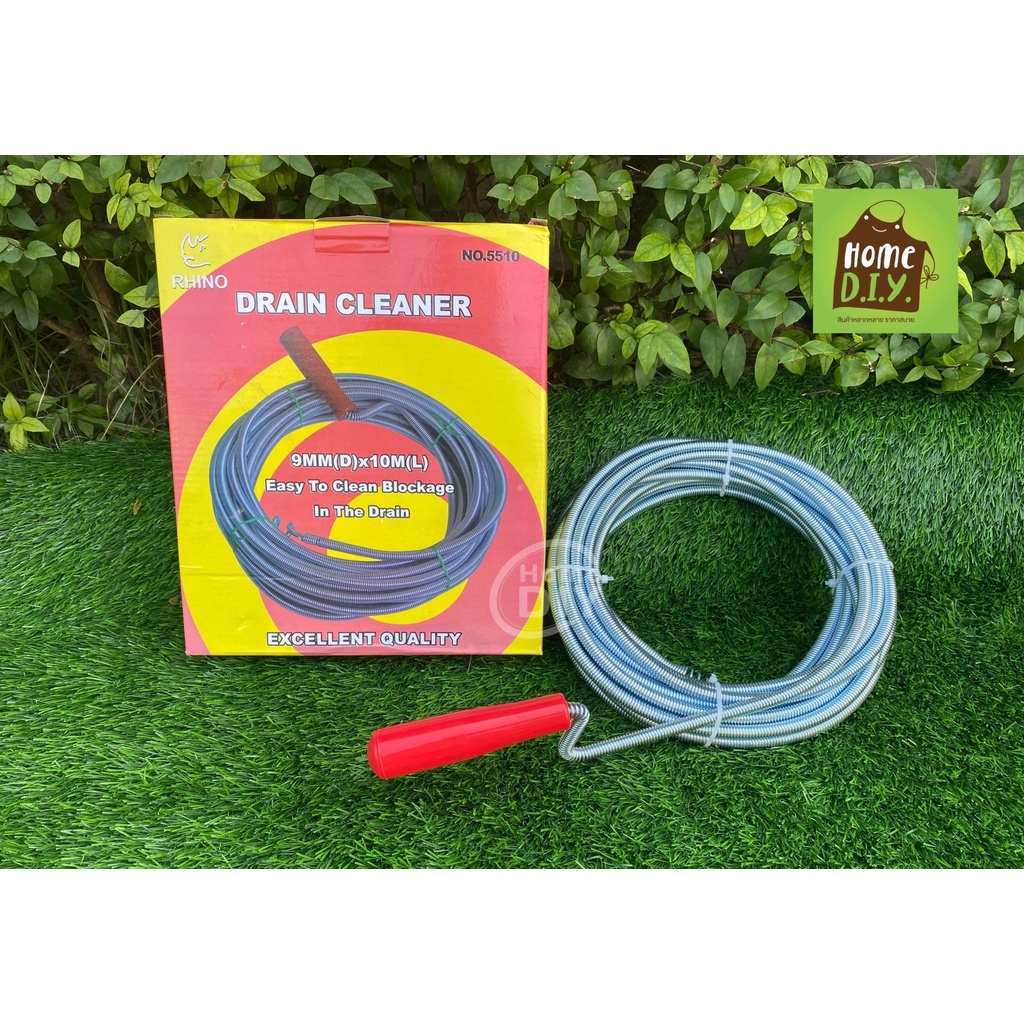 Rhino No.5510 สายแยงท่อตัน งูเหล็กทะลวงท่อตัน Drain Cleaner ขนาด10 m x9 mm สินค้าของแท้ 100%