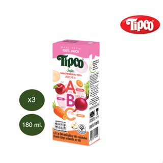 TIPCO เอ บี ซี จูซ น้ำผัก ผสมน้ำผลไม้รวม 100% 180 มล.x3กล่อง