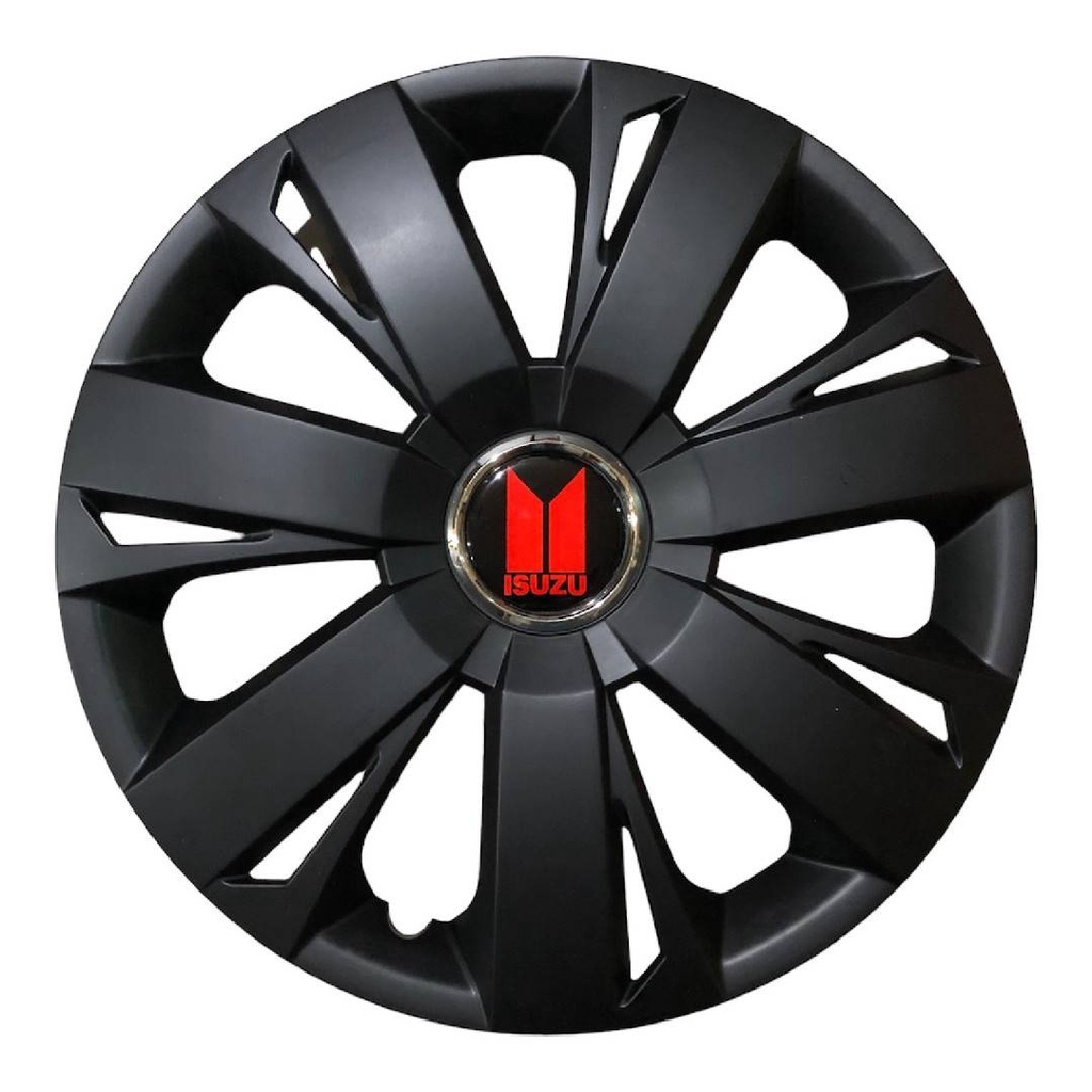 Wheel Cover ฝาครอบกระทะล้อ มี สีดำ ขอบ R 15 นิ้ว ลาย ISUZUแดง wc7 (1 ชุด มี 4 ฝา) **จัดส่งเร้ว บริการประทับใจ**