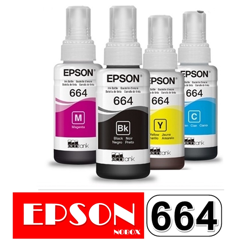 หมึกเติม EPSON 664 Nobox ใช้เติมเครื่องปริ้นเตอร์ Epson L100/L110/L120/L200/L210/L220/L300/L310/L350/L355/L360/L361/L365