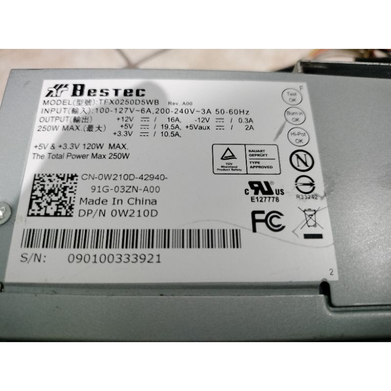 Power Supply DELL Optiplex 3010DT 390DT 790DT 990DT 7010DT 9010DT อะไหล่ มือสอง