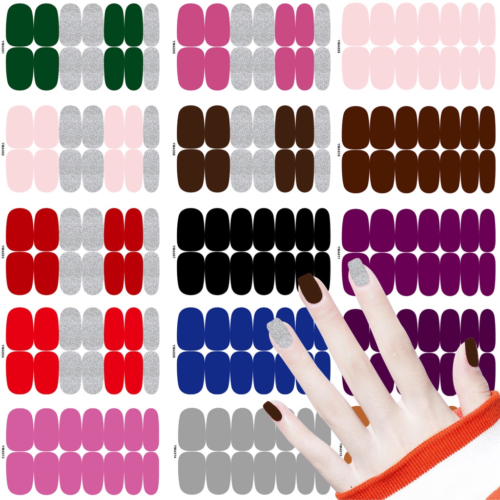 สติกเกอร์ติดเล็บ แบบเรียบ เสริมประสิทธิภาพ สีพื้น