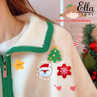 Ellastore123 เข็มกลัด ปักลายการ์ตูนซานตาคลอส แบบพกพา กันสนิม ติดทนนาน สําหรับตกแต่งคริสต์มาส