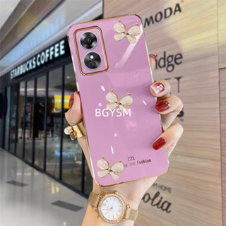 พร้อมส่ง เคสโทรศัพท์มือถือนิ่ม ปิดด้านหลัง ลายผีเสื้อ กลิตเตอร์ สีทอง สําหรับ OPPO A78 4G 2023 A784G